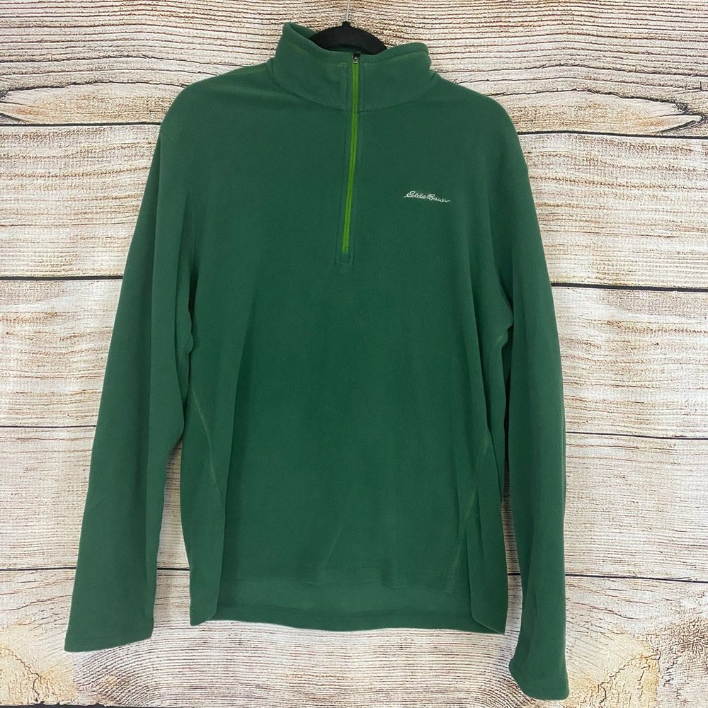 2/$15 Eddie Bauer Green Quarter Zip Light Fleece Long Sleeve